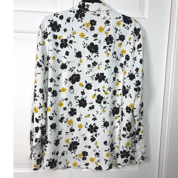 Ann Taylor Plus Size XXL White Black and Yellow Button Down Blouse Top - Picture 2 of 4